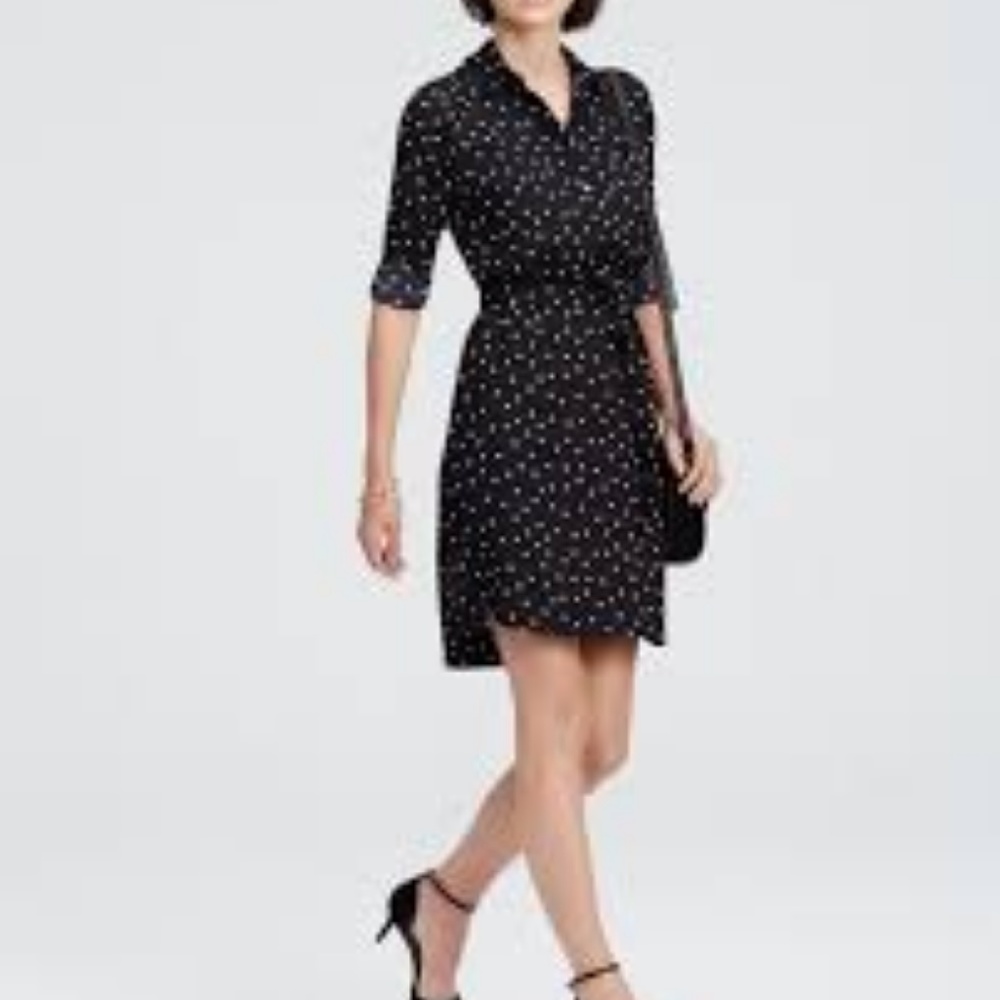 Ann Taylor Dotted Crepe Shirtdress